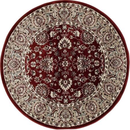 ART CARPET 8 Ft. Arabella Collection Accustomed Woven Round Area Rug, Red 841864101550